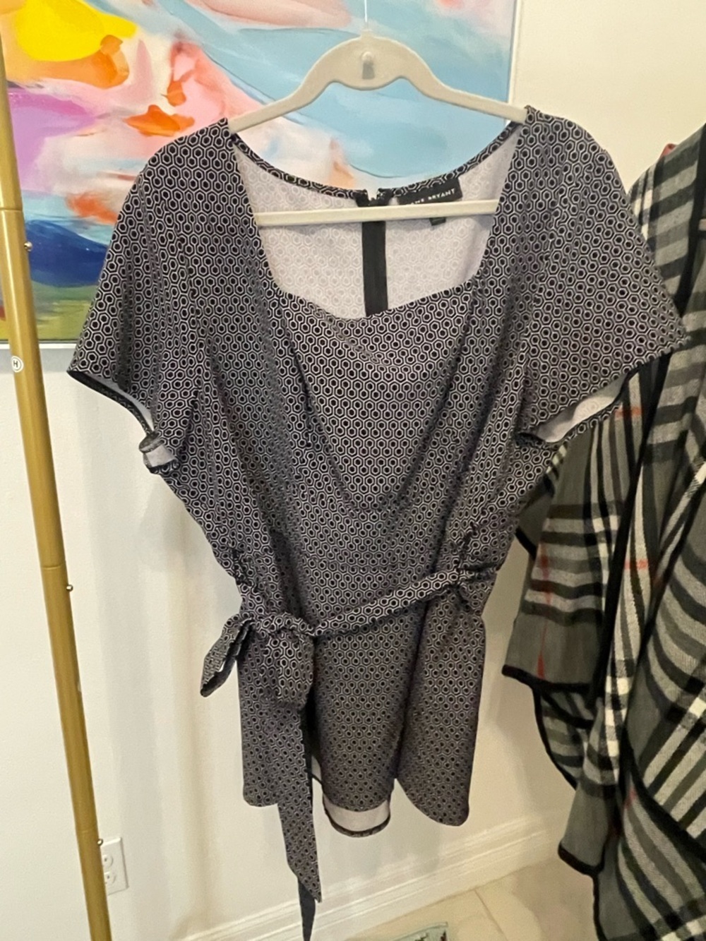 Lane Bryant‎ Black & White Geometric Tie-Waist Tunic size 16